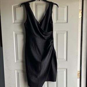 Bisou Bisou Dress Women Size 8 Black Wrap Sleeveless Mini Cocktail